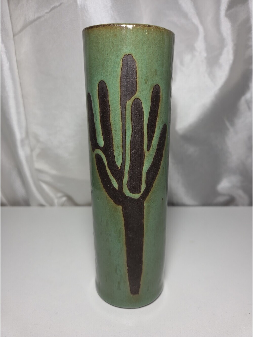 Jim Sudal Cactus Stoneware Bud Vase 7.25" Signed 2018
